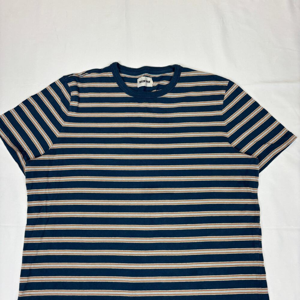 Taylor Stitch Striped Short Sleeve Crew T Shirt Men's 42/L - Picture 2 of 8